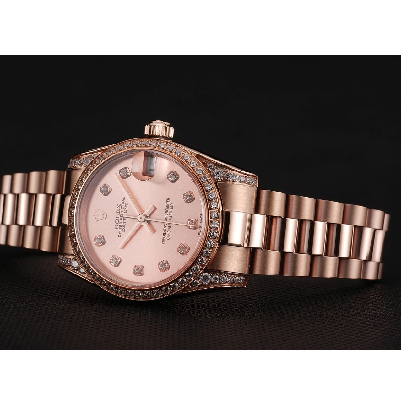 MiroTime 0710 Swiss Rolex DateJust Rose Gold Dial Diamond Case Rose Gold Bracelet 1453977